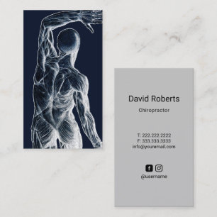 Chiropractor Anatomy Back Chiropractic Navy Blue Business Card
