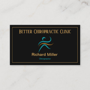 Chiropractor Black Blue Gold Business Card