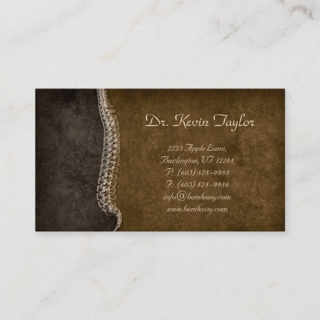 Chiropractor Business Card Chiropractic Spine (Front)