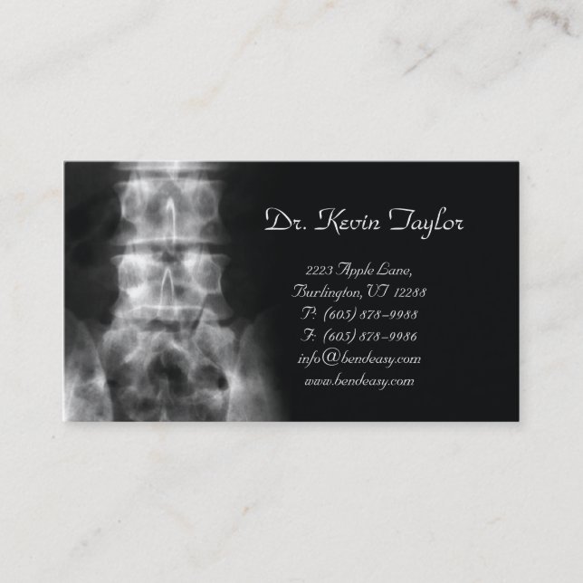 Chiropractor Business Card Chiropractic Xray (Front)