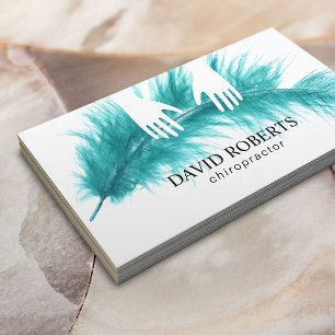 Chiropractor Chiropractic Massage Hands & Feather Business Card