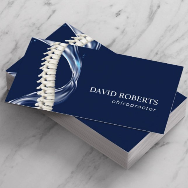 Chiropractor Chiropractic Spine Therapist Navy Business Card (Creator Uploaded)