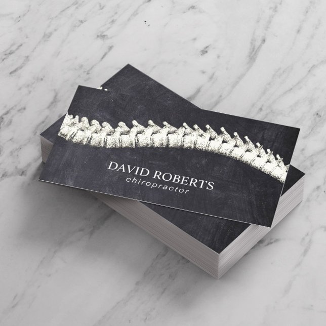 Chiropractor Chiropractic Spine Therapy Chalkboard Business Card (Creator Uploaded)