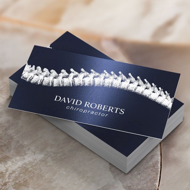 Chiropractor Chiropractic Spine Therapy Navy Blue Business Card (Creator Uploaded)