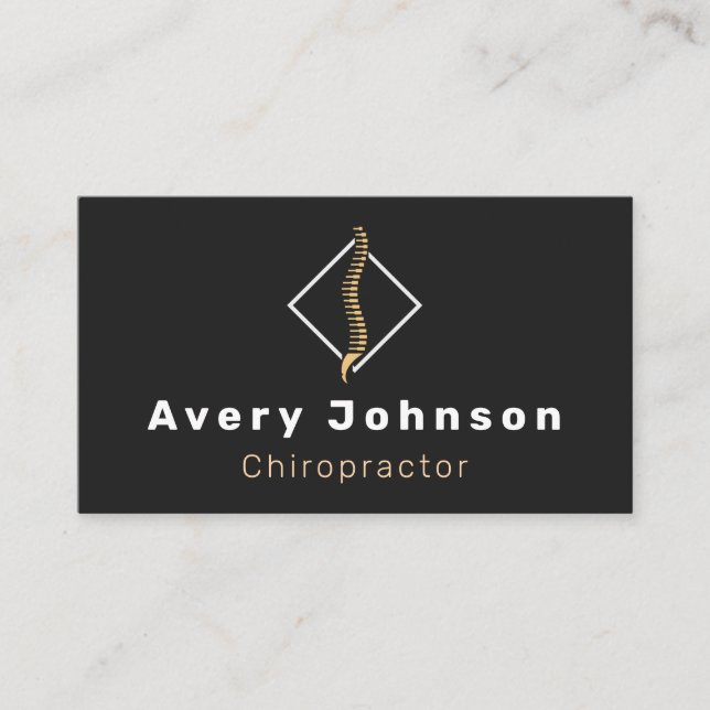Chiropractor Chiropractic Therapist Elegant Spine  Business Card (Front)