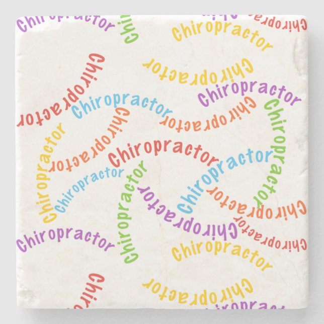 Chiropractor Colourful Wording  Stone Coaster (Front)