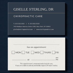 Chiropractor Doctor Office Appointment Reminder Business Card