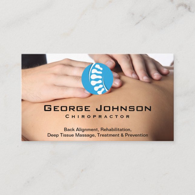 Chiropractor | Hands on Back Image Business Card (Front)