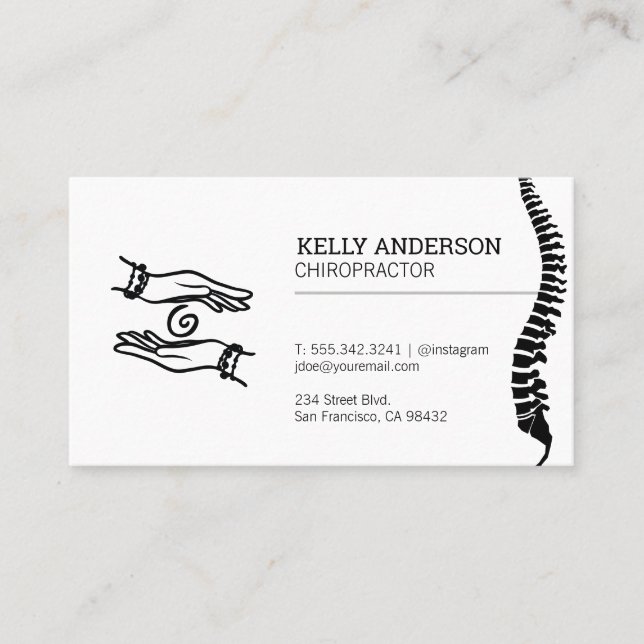 Chiropractor | Healing Hands | Spinal Cord Business Card (Front)