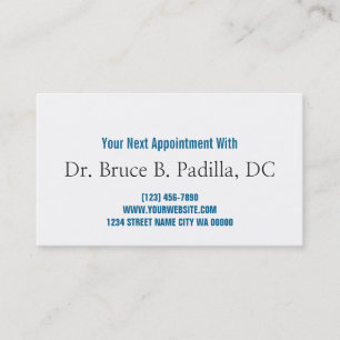 Chiropractor Health Appointment Card