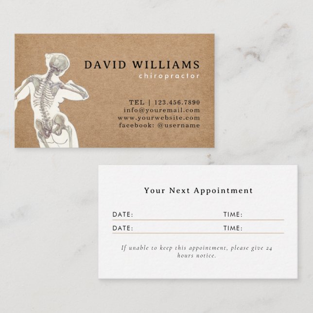 Chiropractor Massage Chiropractic Appointment Card (Front/Back)