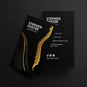 Chiropractor Massage Therapy Doctor Gold Spine Business Card