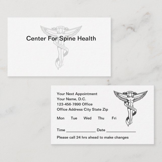 Chiropractor Medical Appointment Cards (Front/Back)