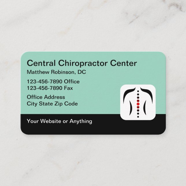 Chiropractor Medical Business Cards Spine Theme (Front)