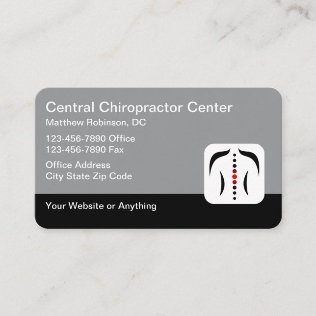 Chiropractor Medical Business Cards Spine Theme (Front)