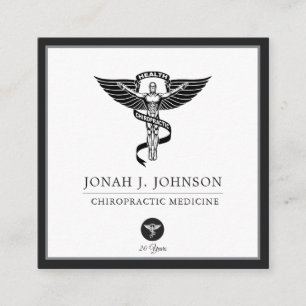 Chiropractor Minimalist Black and Grey Border Square Business Card