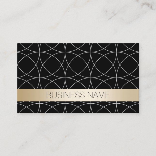 Chiropractor Modern Black & Gold Geometric Business Card (Front)