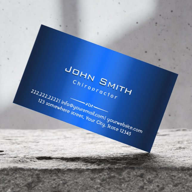Chiropractor Modern Navy Blue Faux Metallic Business Card (Creator Uploaded)