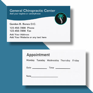 Chiropractor Modern Spinal Emblem Business Cards