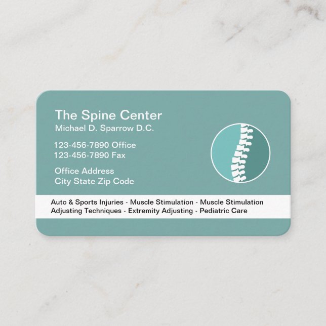 Chiropractor Modern Spine Appointme t Business Card (Front)