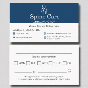 Chiropractor Office Appointment Reminder Navy Blue Card