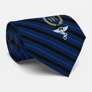 Chiropractor Professional Monogram Blue Faux Gold Tie