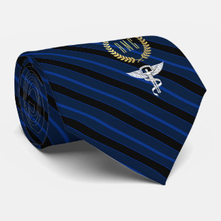 Chiropractor Professional Monogram Blue Faux Gold Tie