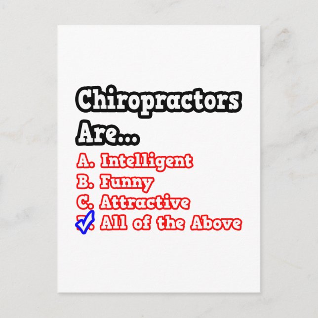 Chiropractor Quiz...Joke Postcard (Front)