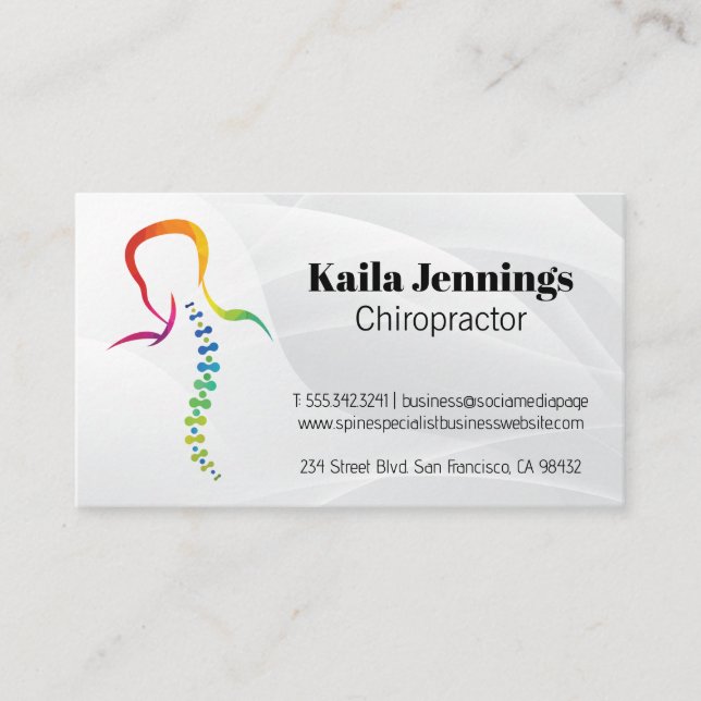 Chiropractor | Spine Care Backbone Logo Business Card (Front)