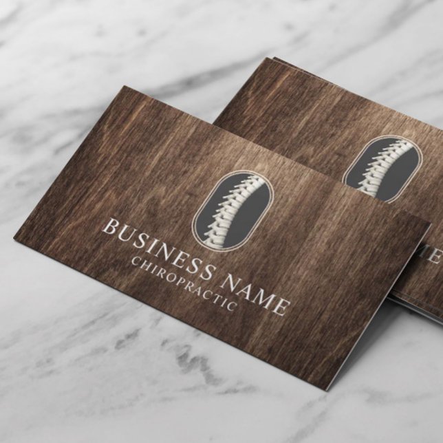  Chiropractor Spine Logo Classy Wood Chiropractic Business Card (Creator Uploaded)