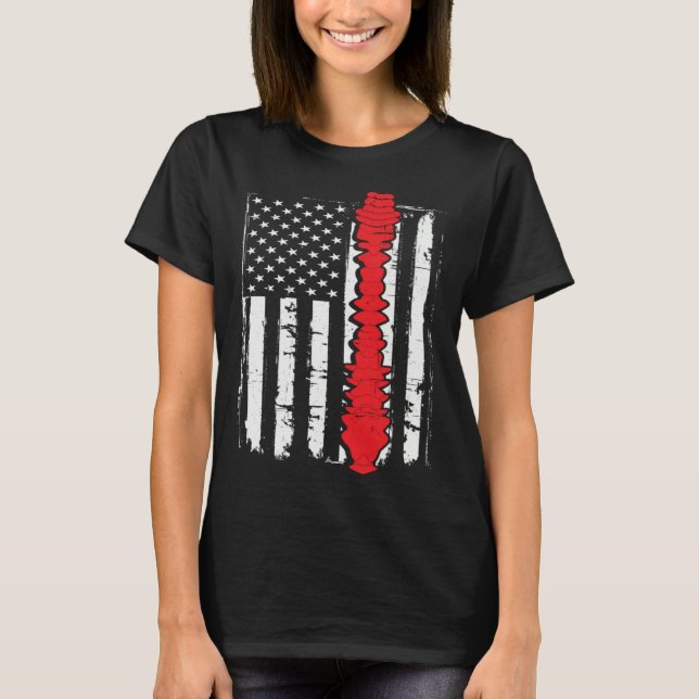 chiropractors USA Flag spines for chiropractic T-Shirt (Front)