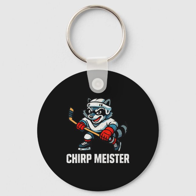 Chirp Meister Funny Hockey Raccoon Traalker  Key Ring (Front)