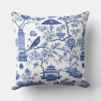 CHIRPING CHINOISERIE IN BLUE! CUSHION