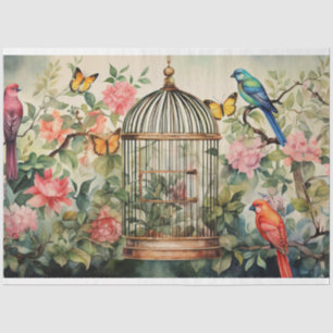 Chirping Melodies: Birdcage Decoupage Tissue Paper