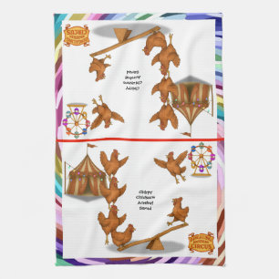 Chirpy Chickens acrobat squad Tea Towel
