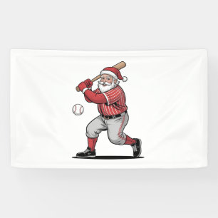 Chirstmas Baseball  Playing Santa Claus Sport  Banner