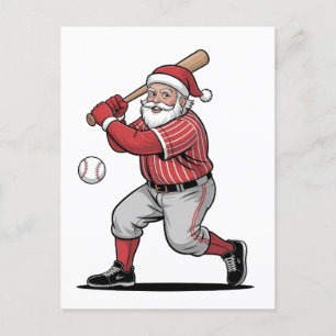 Chirstmas Baseball  Playing Santa Claus Sport  Invitation Postcard