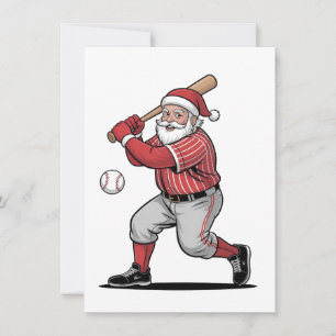 Chirstmas Baseball Playing Santa Claus Sport Thank You Card
