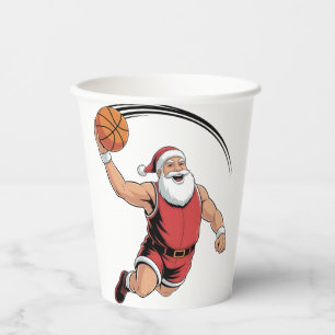 Chirstmas Basketball Playing Santa Claus Sport  Paper Cups