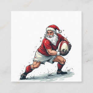 Chirstmas Fantasy Football Playing Santa Claus   Square Business Card