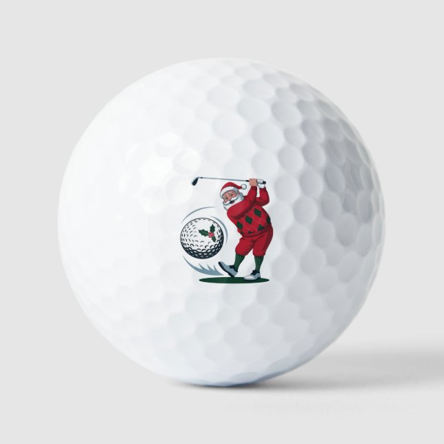 Chirstmas Fantasy Golf Playing Santa Claus   Balls (Front)