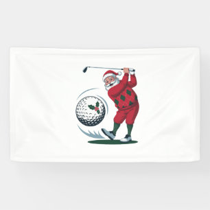 Chirstmas Fantasy Golf Playing Santa Claus Banner