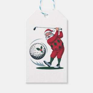 Chirstmas Fantasy Golf Playing Santa Claus Gift Tags