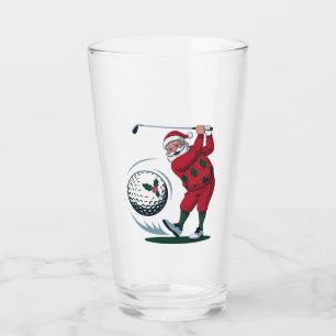 Chirstmas Fantasy Golf Playing Santa Claus   Glass