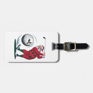 Chirstmas Fantasy Golf Playing Santa Claus Luggage Tag