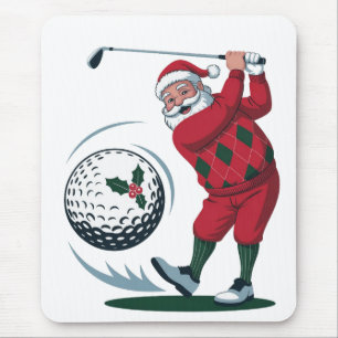 Chirstmas Fantasy Golf Playing Santa Claus   Mouse Pad