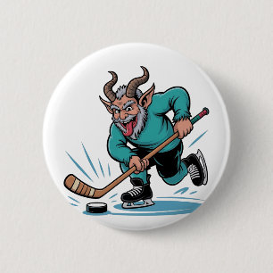 Chirstmas Playing Icehockey Spooky Christmas Sport 6 Cm Round Badge