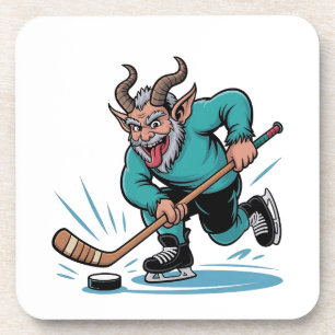Chirstmas Playing Icehockey Spooky Christmas Sport Coaster