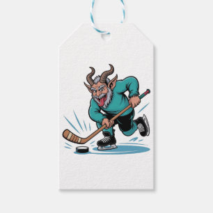 Chirstmas Playing Icehockey Spooky Christmas Sport Gift Tags