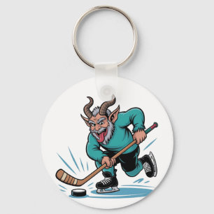 Chirstmas Playing Icehockey Spooky Christmas Sport Key Ring